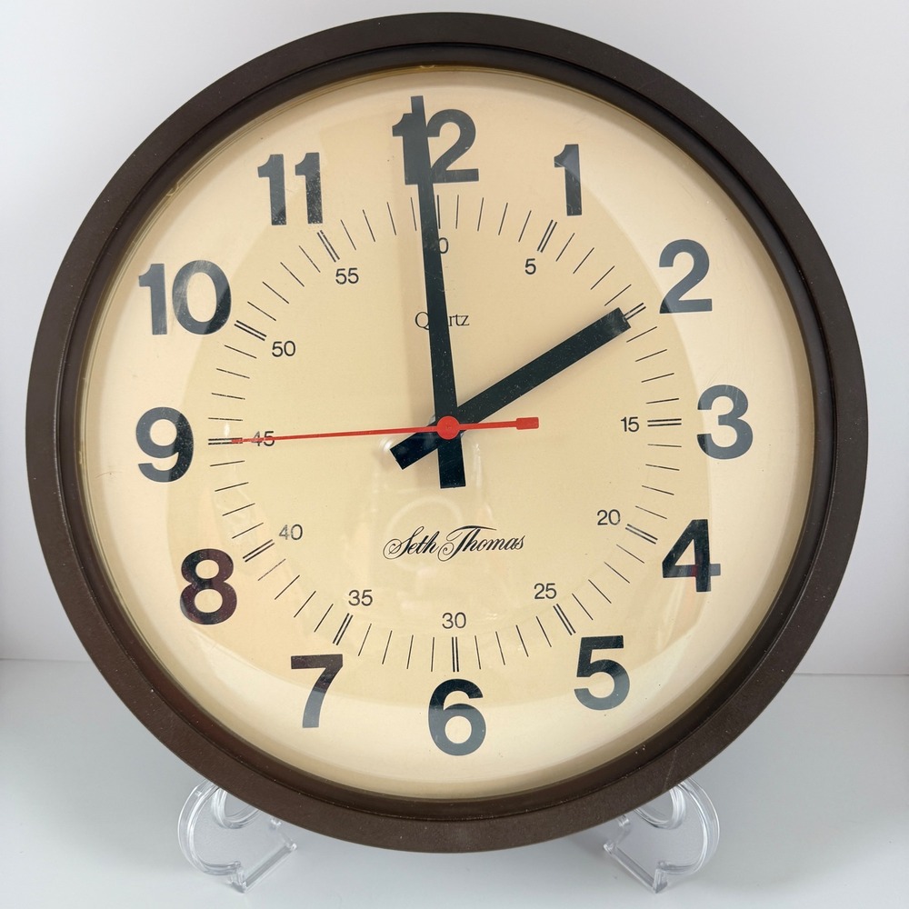 Vintage Seth Thomas‎ Wall Clock Battery Operated Quartz Contract 12Q Tested